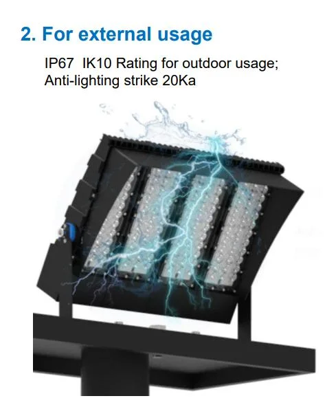 IP67 5 Years Warranty High Quality No Light Pollution Outdoor Waterproof 400W LED Flood Light for Arena Tennis Basebal Field Court Golf Course