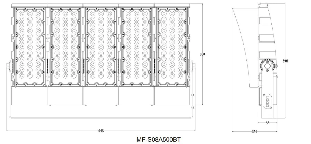 Smalhoek LED-stadionlicht IP67 Buiten waterdicht 200W 300W 400W 500W 10
