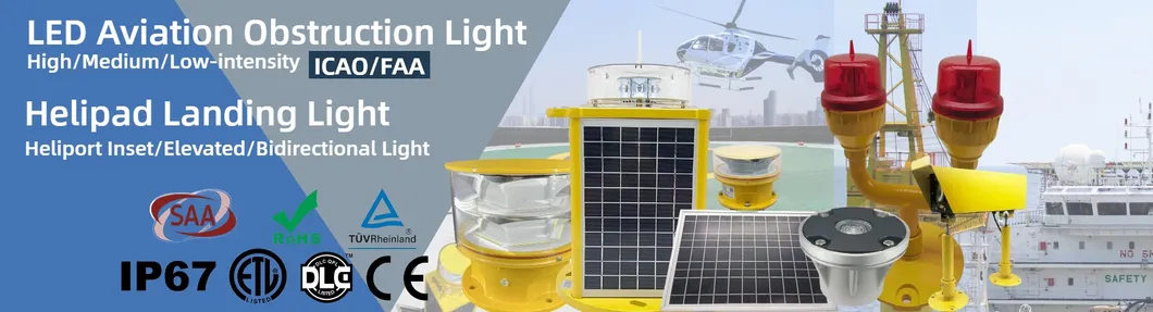 LED luchtvaartobstructielamp IP66 waterdicht Rood-wit Dubbelkop Ingebouwde fotocel Vliegtuigobstructiewaarschuwingslicht LED lage intensiteit 0