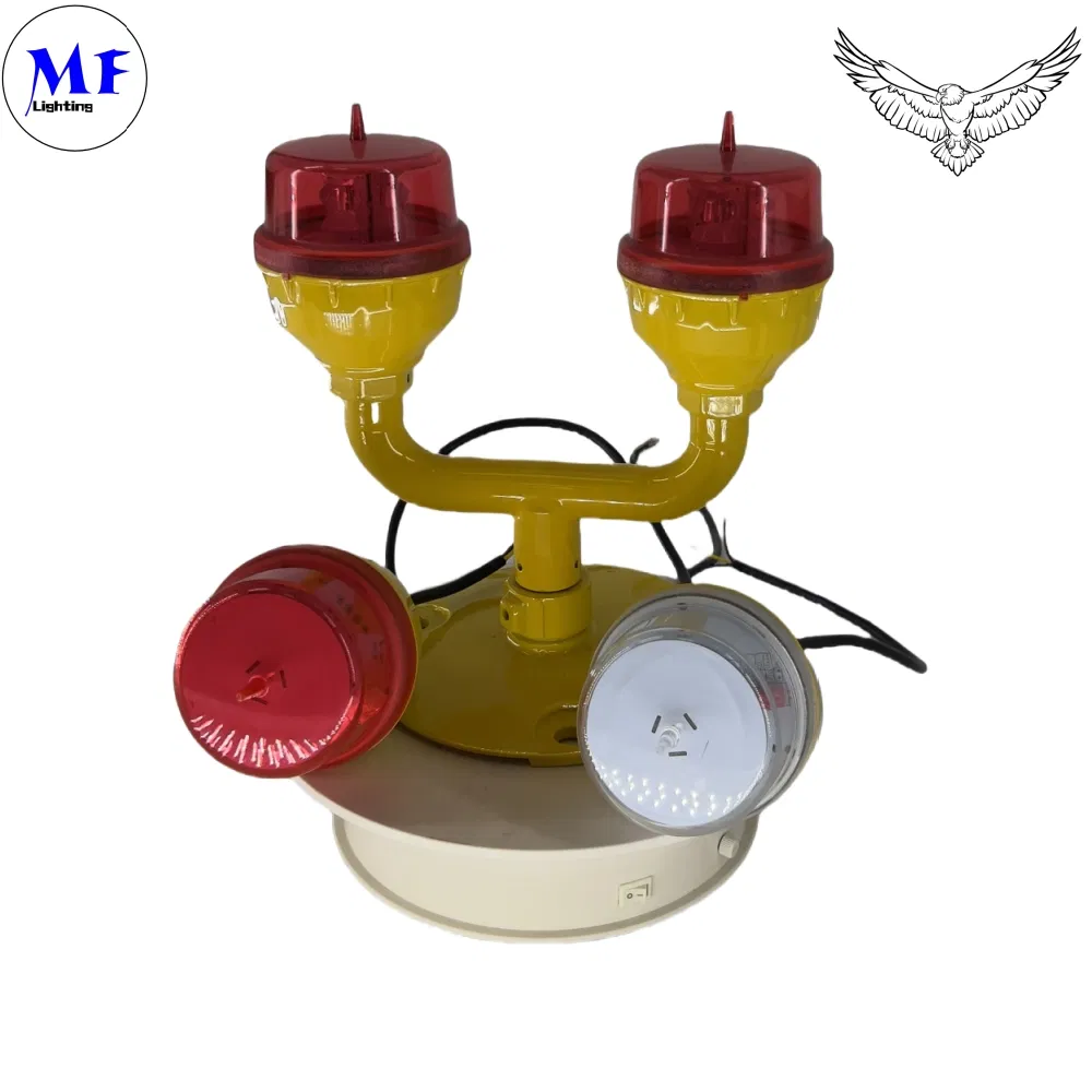 LED luchtvaartobstructielamp IP66 waterdicht Rood-wit Dubbelkop Ingebouwde fotocel Vliegtuigobstructiewaarschuwingslicht LED lage intensiteit 1