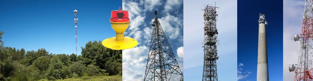 LED luchtvaartobstructielamp IP66 waterdicht Rood-wit Dubbelkop Ingebouwde fotocel Vliegtuigobstructiewaarschuwingslicht LED lage intensiteit 10