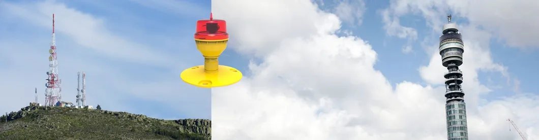 LED luchtvaartobstructielamp IP66 waterdicht Rood-wit Dubbelkop Ingebouwde fotocel Vliegtuigobstructiewaarschuwingslicht LED lage intensiteit 9