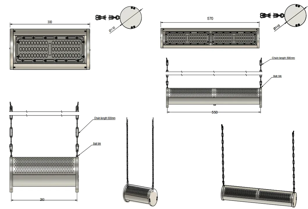 LED Tuinlamp Waterdicht 250W 300W IP66 Ik10 Werkplaats Winkel Winkelcentrum Parkeerplaats Winkel Plafond Hanglamp Opslag Magazijn Schijnwerper Highbay 2