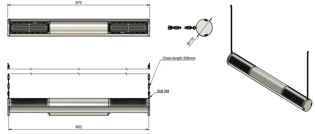 LED Tuinlamp Waterdicht 250W 300W IP66 Ik10 Werkplaats Winkel Winkelcentrum Parkeerplaats Winkel Plafond Hanglamp Opslag Magazijn Schijnwerper Highbay 3