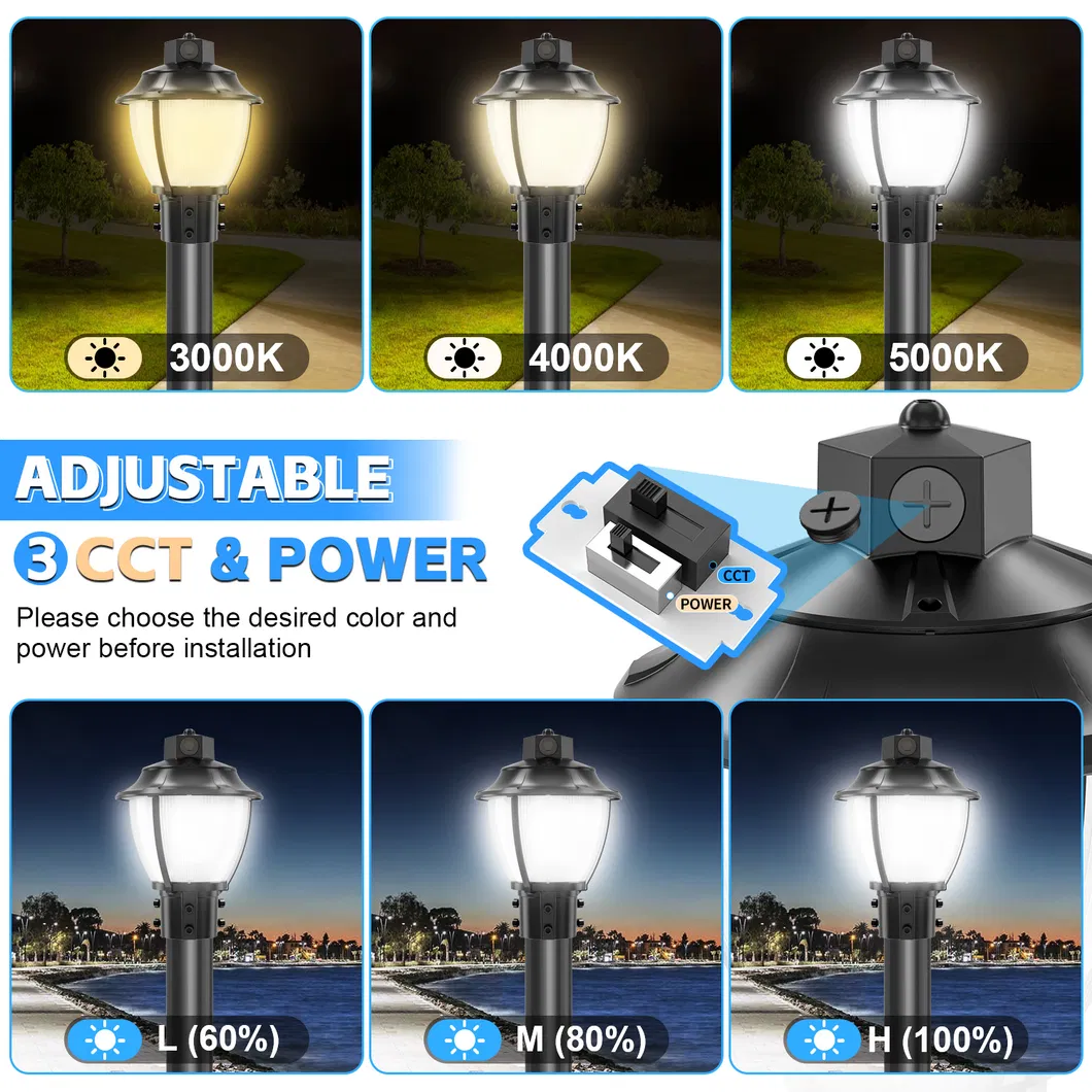 LED Tuinlicht Afstembaar Schokvast IP65 48/64/80W Waterdicht 130lm/W Lantern Zwart en wit Gras 0
