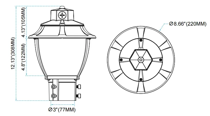 LED Tuinlicht Afstembaar Schokvast IP65 48/64/80W Waterdicht 130lm/W Lantern Zwart en wit Gras 4