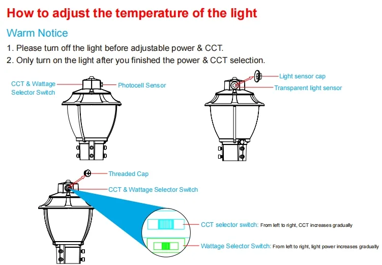 LED Tuinlicht Afstembaar Schokvast IP65 48/64/80W Waterdicht 130lm/W Lantern Zwart en wit Gras 7