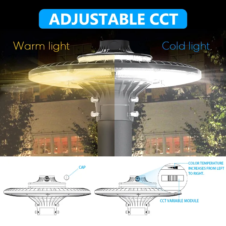 LED Tuinlamp Verstelbaar 150W IP65 Ingebouwde Waterdicht 130lm/W Rond Zwart Binnenplaats Park Erf Paaltop 1