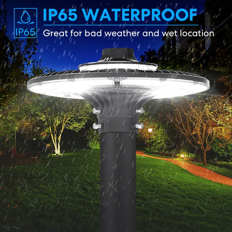 LED Tuinlamp Verstelbaar 150W IP65 Ingebouwde Waterdicht 130lm/W Rond Zwart Binnenplaats Park Erf Paaltop 2