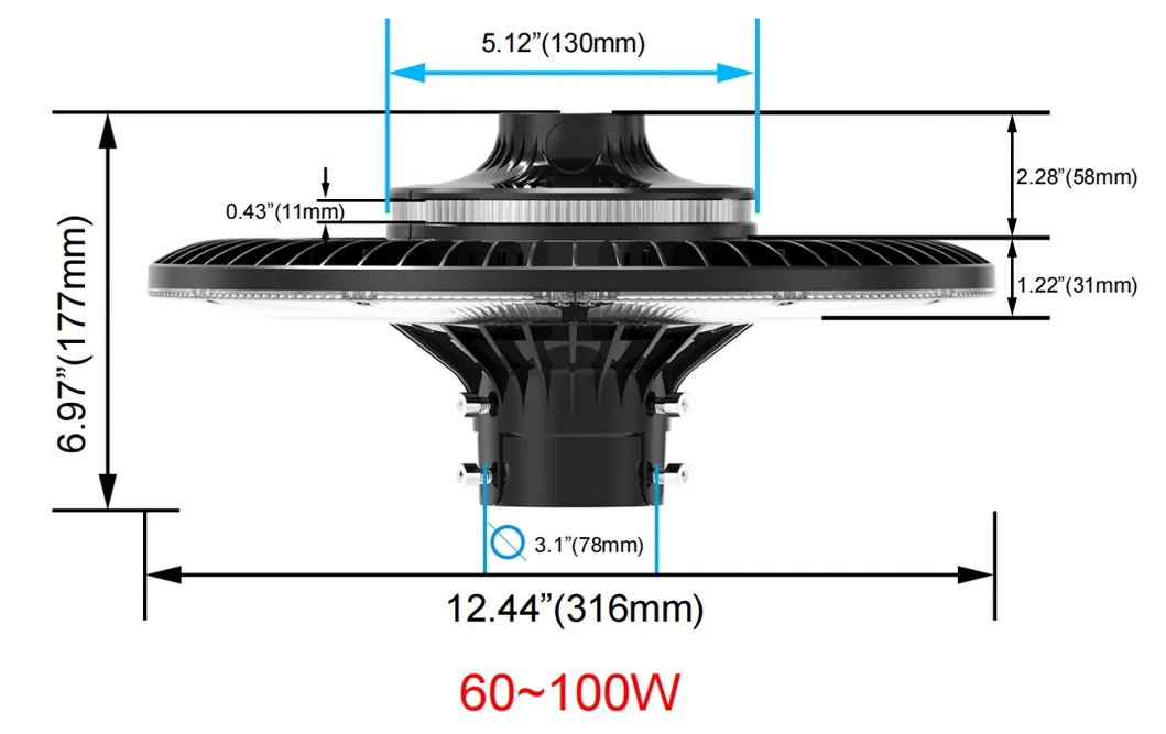 LED Tuinlamp Verstelbaar 150W IP65 Ingebouwde Waterdicht 130lm/W Rond Zwart Binnenplaats Park Erf Paaltop 5