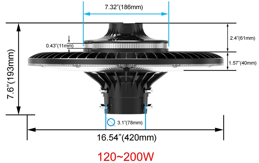 LED Tuinlamp Verstelbaar 150W IP65 Ingebouwde Waterdicht 130lm/W Rond Zwart Binnenplaats Park Erf Paaltop 6