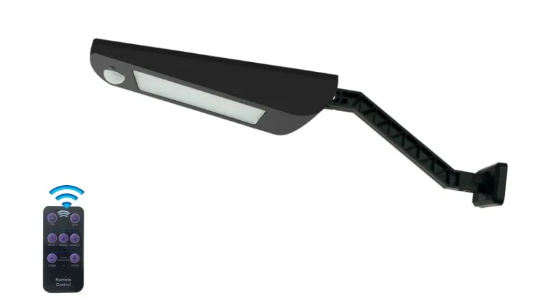 LED Solar Wandlamp Modern Nieuw Slim Eenvoudig Lithium Batterij Monokristallijn Zwart Zonne-energie IP66 Waterdicht Gegoten 1