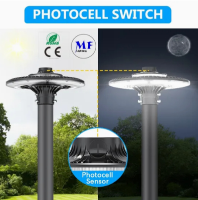 LED Tuinlamp Verstelbaar 150W IP65 Ingebouwde Waterdicht 130lm/W Rond Zwart Binnenplaats Park Erf Paaltop