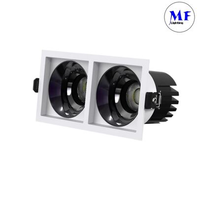 Aluminum 7W/10W/12W/15W/14W/20W/24W/30W/21W/30W/36W/45W 1 2 3 Head Square Recessed Downlight Smart Power CCT DALI 0-10V Dimming IP44 Hotel LED Down Light