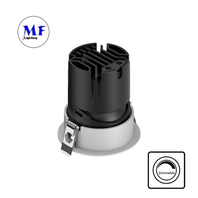Anti-Glare COB LED Spot Downlight Optische lens, 15-55° straalhoek, 0-30° verstelbare verlichting,110Vac 5CCT DIP & 200-240VAC Dimmable Spotlight